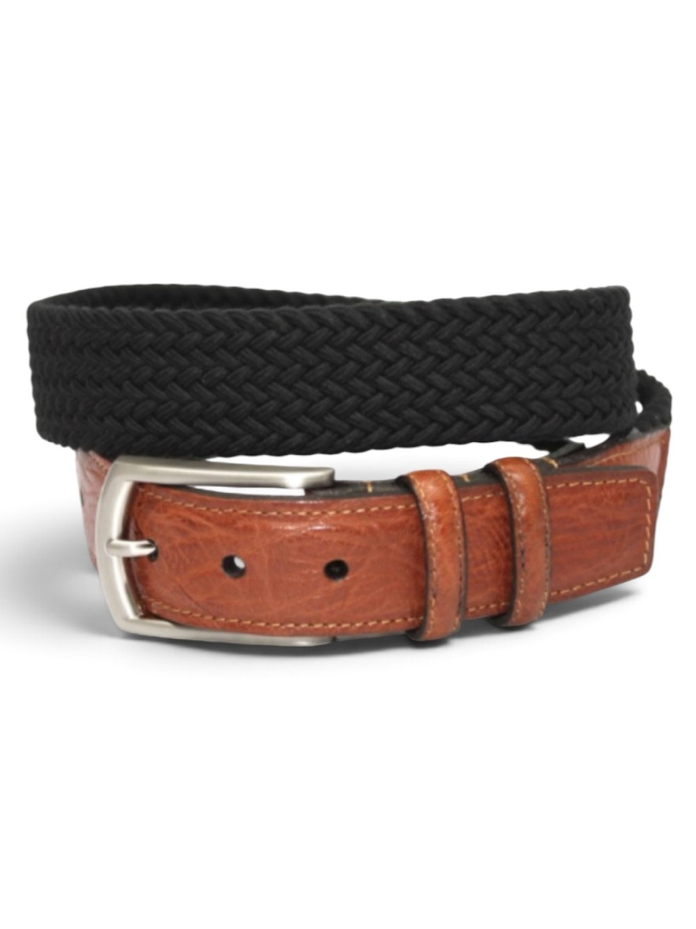Torino Italian Woven Cotton Elastic Belt Black